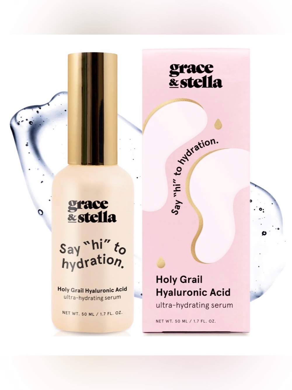 grace & stella Pink and Gold Holy Grail Hyaluronic Acid Serum